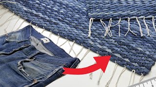 How To Weave Rug Using Old Jeans 👖 [upl. by Lyall]