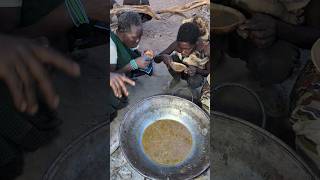 Hadzabe tribe cooks their favorite early dinner today 😋‼️😲hadzabetribe villagelife food [upl. by Hoebart]