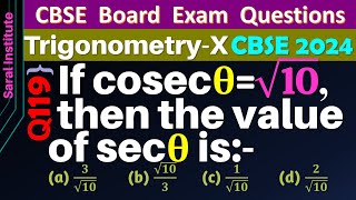 Q119  If cosec⁡θ√10  then the value of sec⁡θ is  If cosec theta  root 10 then sec theta is [upl. by Brownley]