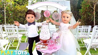 American Girl Doll Spa Day for her Wedding Party  PLAY DOLLS explore family traditions [upl. by Norbert]