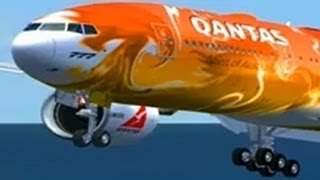 FSX HD Posky 777 Qantas Special Paint landing [upl. by Hara]