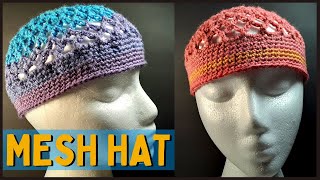 EASY Crochet Mesh Kufi Hat Tutorial For Beginner  Skull Cap  Open Weave Fishnet Beanie Pattern [upl. by Aralk845]