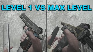 Resident Evil Village  All Handgun Weapon Damage Comparison LEVEL 1 VS MAX LEVEL [upl. by Geldens]