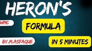 Herons Formula In 5 Minutes  Class 9th  By Ashfaque sir [upl. by Fernandina830]