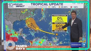 Tracking the Tropics National Hurricane Center has increasing chances for tropical system [upl. by Yemorej]