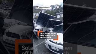 Wind Blows Solar Panels Onto Cars [upl. by Adnic148]