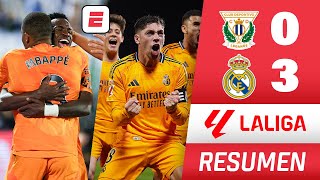 REAL MADRID GOLEÓ 30 a LEGANÉS GOLES de MBAPPÉ VALVERDE Y BELLINGHAM VINICIUS asistió  La Liga [upl. by Kcirddot]