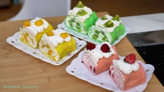 CARA MEMBUAT ROLL CREPE  DESSERT CANTIK DAN LEZAT DENGAN LANGKAH MUDAH [upl. by Repsaj868]