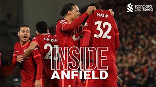 Inside Anfield Liverpool 60 Leeds Utd  Pitchside view as Reds hit six [upl. by Assennav]