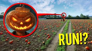 DRONE CATCHES PUMPKIN MAN AT HAUNTED PUMPKIN PATCH SCARY [upl. by Cestar530]