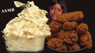 ASMR CHICKEN WINGS amp ALFREDO CREAMY PASTA MUKBANG Talking Sticky Eating Sounds [upl. by Ettelorahc462]