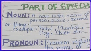 Parts of Speech in English Grammar with Examples and Definition  8 parts of speech [upl. by Martynne]