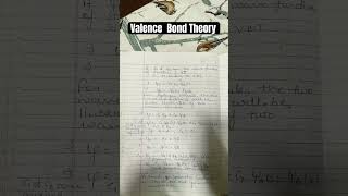 Valence Bond Theory  chemistrynotes valencebondtheory bscnotes trendingshorts [upl. by Rowen]