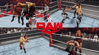 WWE 2K24 RAW SHAYNA BASZLER amp ZOEY STARK VS BECKY LYNCH amp RAQUEL RODRIGUEZ [upl. by Ereynihc]