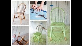 DIY Home Decor GoldTip Stencil Chair [upl. by Aeuhsoj]