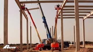 Chantier Charpente béton préfabriqué  plateforme XPO Logistics vue par drone [upl. by Ile477]