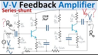 Seriesshunt Feedback Amplifier Explained Computing Voltage Gain amp Impedances [upl. by Files]