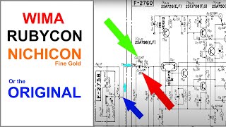 Amplifier Signal Path Capacitor Recapping Which Cap Is Best Nichicon Rubycon WIMA Sansui au217 [upl. by Girovard43]