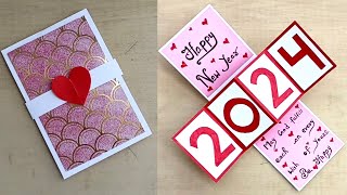 DIY  Happy New Year 2024 Card  New Year Greetings Card  Handmade Card For New Year [upl. by Rossner]