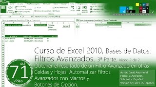 Filtros Avanzados en Excel 2010 3ª Parte Vídeo 2 de 2 David Asurmendi [upl. by Cazzie]