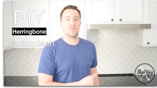 DIY herringbone pattern kitchen backsplash with matte white subway tiles How to video [upl. by Niwroc522]