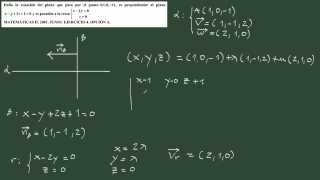 5 Ejercicio 5 PAU geometría plano que pasa por un punto y es perpendicular a otro plano y [upl. by Adlin69]