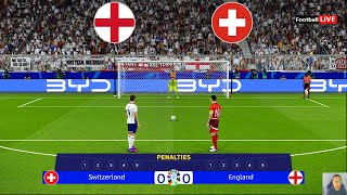 England vs Switzerland  Penalty Shootout  UEFA Euro 2024  Quarter Final  PES Gameplay [upl. by Ahsiema]