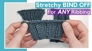 Stretchy Bind Off For ANY Ribbing  Simple Sewn Bind Off For Knitted Sweater CuffsHemCollar [upl. by Nosreip54]