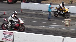 Aprilia RSv4 RR vs R1 Yamaha  superbikes drag racing [upl. by Kauslick952]