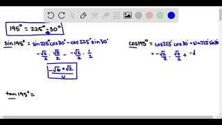 In Exercises 13  28 find the exact values of the sine cosine and tangent of the angle 195… [upl. by Ondrea]