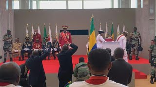 Gabons General Oligui sworn in as interim president  AFP [upl. by Rudd]