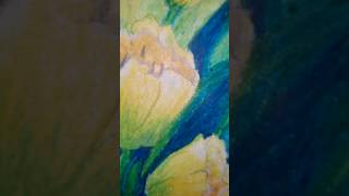 Tulip flower 🌷 vase  still life painting  drawing oilpastel [upl. by Maurene84]