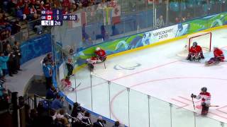 Canada v Norway  ice sledge hockey  Vancouver 2010 Paralympic Winter Games [upl. by Ambie]