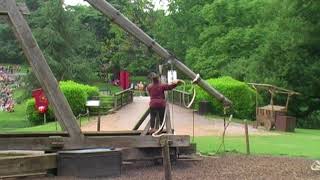 Trebuchet Live Demonstration at Warwick Castle [upl. by Nahtnahoj]