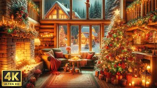 4k UHD Cozy Cabin Christmas Ambience🎄 Instrumental Christmas Piano With Crackling Fireplace Sound [upl. by Balkin32]