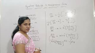 Equations reducible to homogeneous form differential equations [upl. by Anirbak]