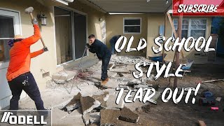 Concrete Patio Demo and Setup 20 Tons Ripped out by Hand Part 1 [upl. by Aihsiek821]