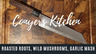 Roasted roots smokey garlic mash and mushroom gravy  easy makeathome vegetarian  vegan recipe [upl. by Annairoc]