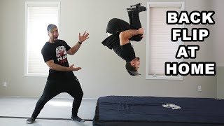 Learn How To Backflip AT HOME Easy Tutorial for Beginners [upl. by Neelrahc]