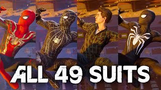 ALL 49 SpiderMan Suits amp Costumes Every Suit  No Way Home All DLC Suit SpiderMan PS5 Remastered [upl. by Williamson]