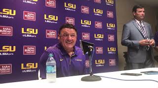 LSU coach Ed Orgeron postgame after Texas win [upl. by Lilla]