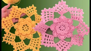 Como hacer flores Fantásticas Súper Fácil a crochet para centros de mesa mantas tejidas [upl. by Ainar]