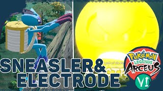 SNEASLER RIDE amp BOSS BATTLE VS FRENZIED HISUIAN ELECTRODE  Pokémon Legends Arceus Gameplay PTBR [upl. by Harmonie]