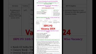 IBPS PO New Vacancy 2024। ibps po exam date।ibpspo। [upl. by Wivinia]