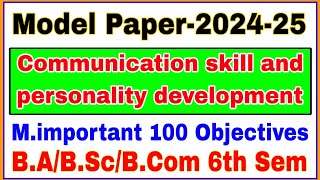 Communication skills and personality development  Top100 MCQs  BA BSc BCom 6th Semester [upl. by Megdal]