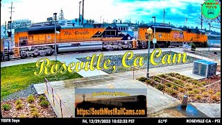 Roseville CA  UPRR Roseville Sub MP 1065  PTZ  SouthWest RailCams LIVE [upl. by Nosydam229]