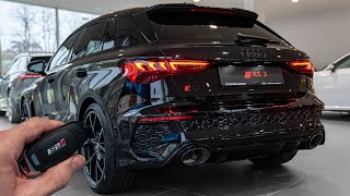 2023 Audi RS3 Sportback mythos black metallic  Sound amp Visual Review [upl. by Nareik]