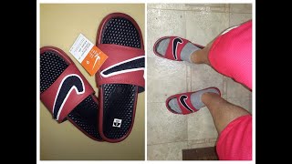 Nike Benassi JDI Chenille Slide Gym Red White AO2805600 ON FEET REVIEW [upl. by Miki]