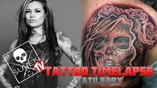 Tattoo Time Lapse  Tatu Baby  Tattoos Day of the Dead Girl [upl. by Htebarual409]