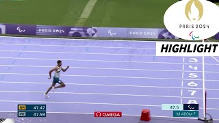 Para Athletics Mens 400m T12 Highlights 2024  Bouja Sprints To Paralympic Gold Medal 2024 [upl. by Onofredo126]